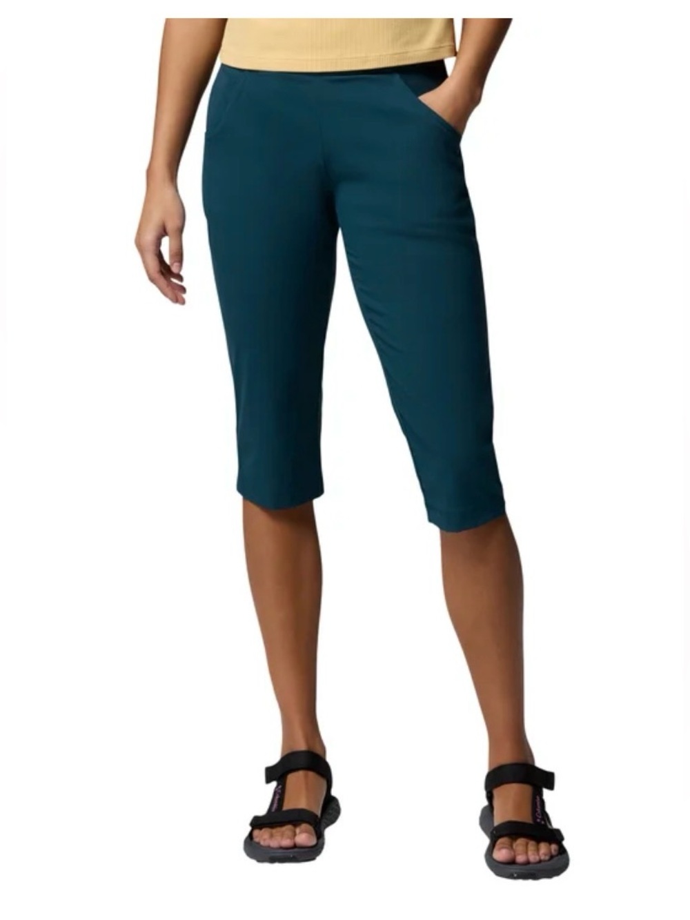 Columbia Omni shade active fit capris pull on pants teal Large new